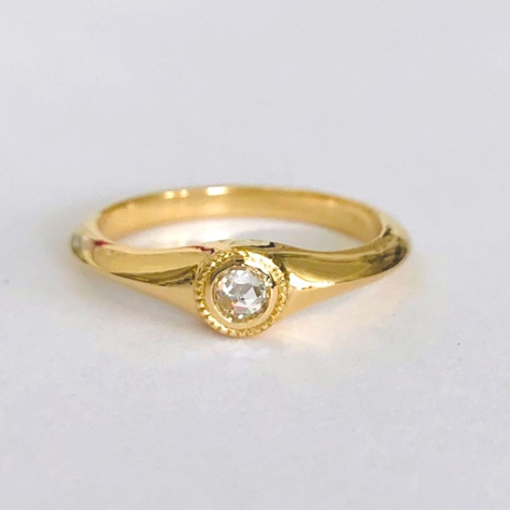 Solid 14k Gold Diamond Pinky Ring